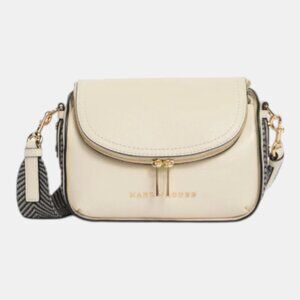 NWT MARC JACOBS GROOVE 2.0 MINI MESSENGER BAG MARSHMALLOW LEATHER WEBBING STRAP